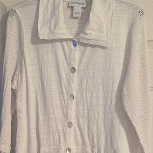 Peck & Peck Cream Textured Cardigan